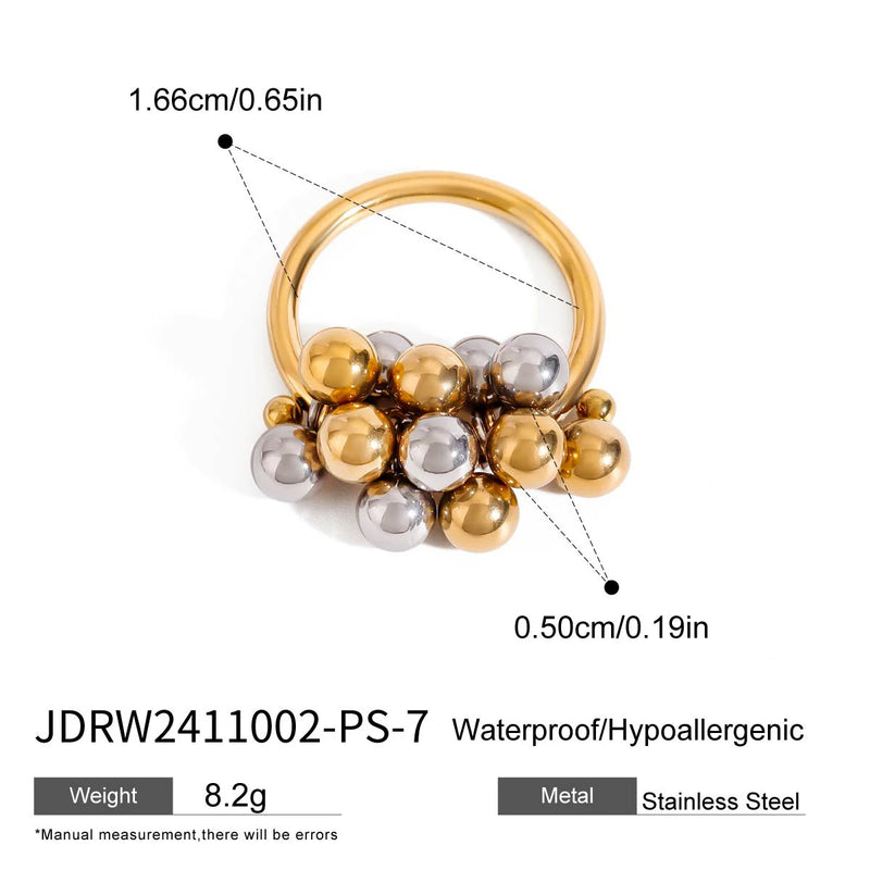 Kika Fashion Little Steel Ball Ring Stainless Steel 18K Gold Plated Stackable Women's Jewelry Gift for Her