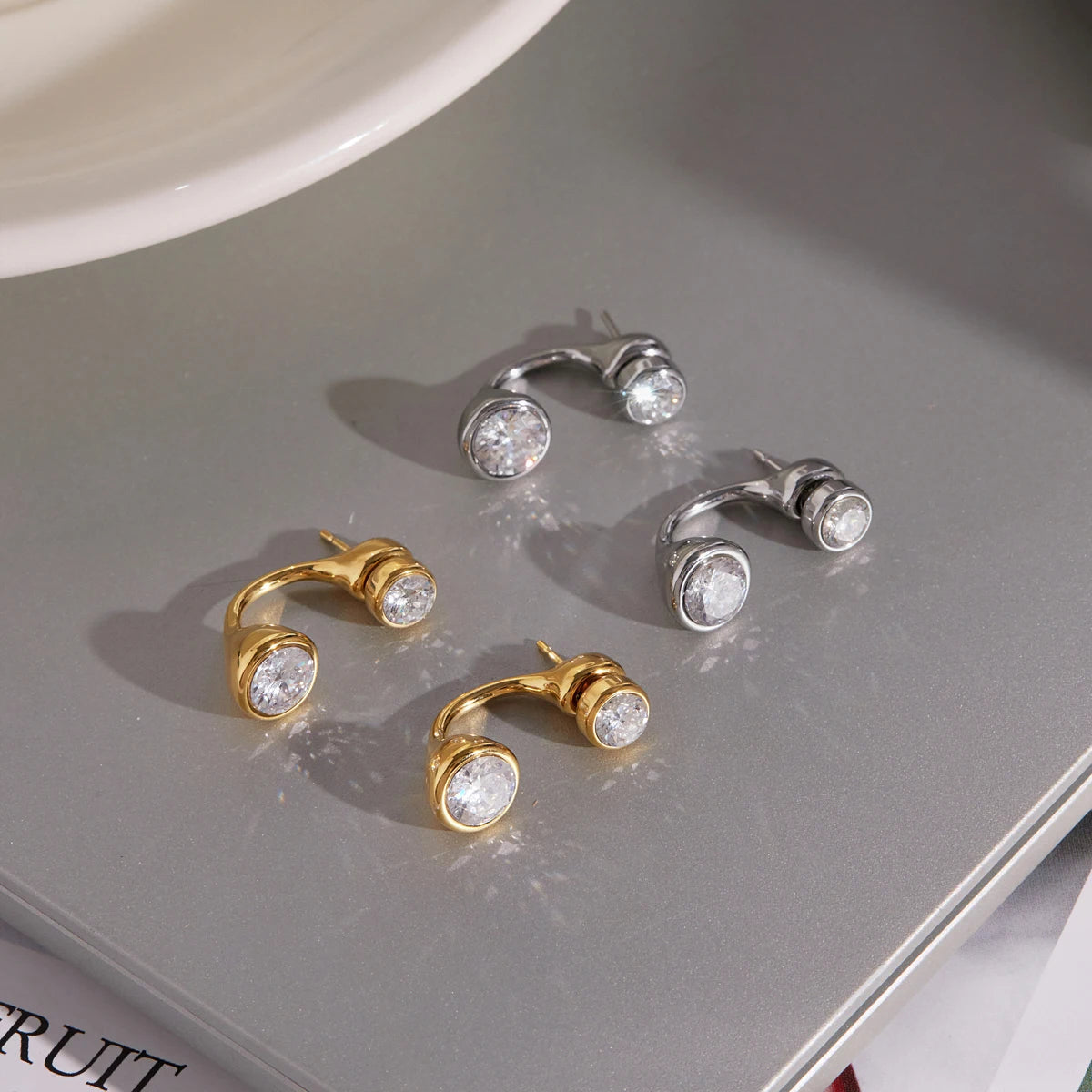 KIKA Detachable Zircon Stud Earrings  PVD Plated Stainless Steel 316L