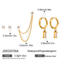 White Zircon Clover Square Pendant Earrings