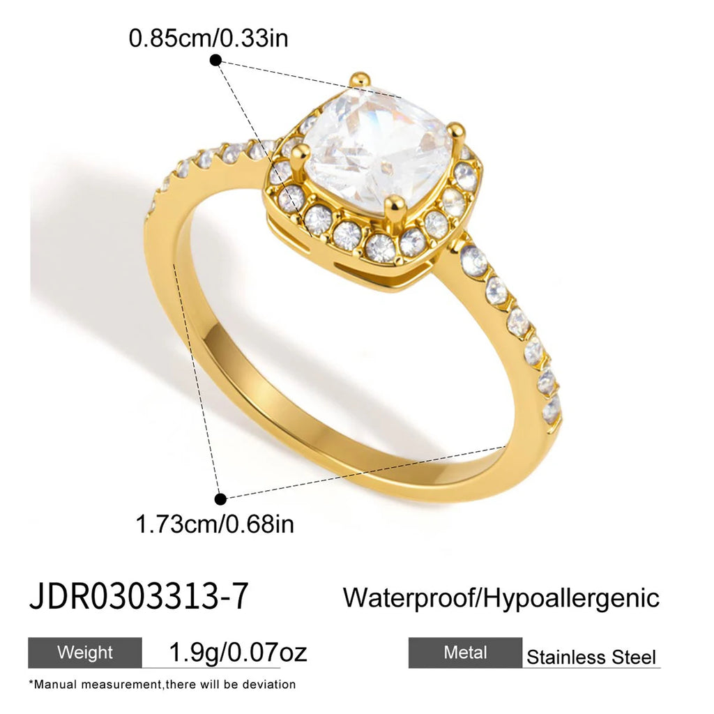 KIKA Square Zircon Ring PVD Plated Stainless Steel 316L