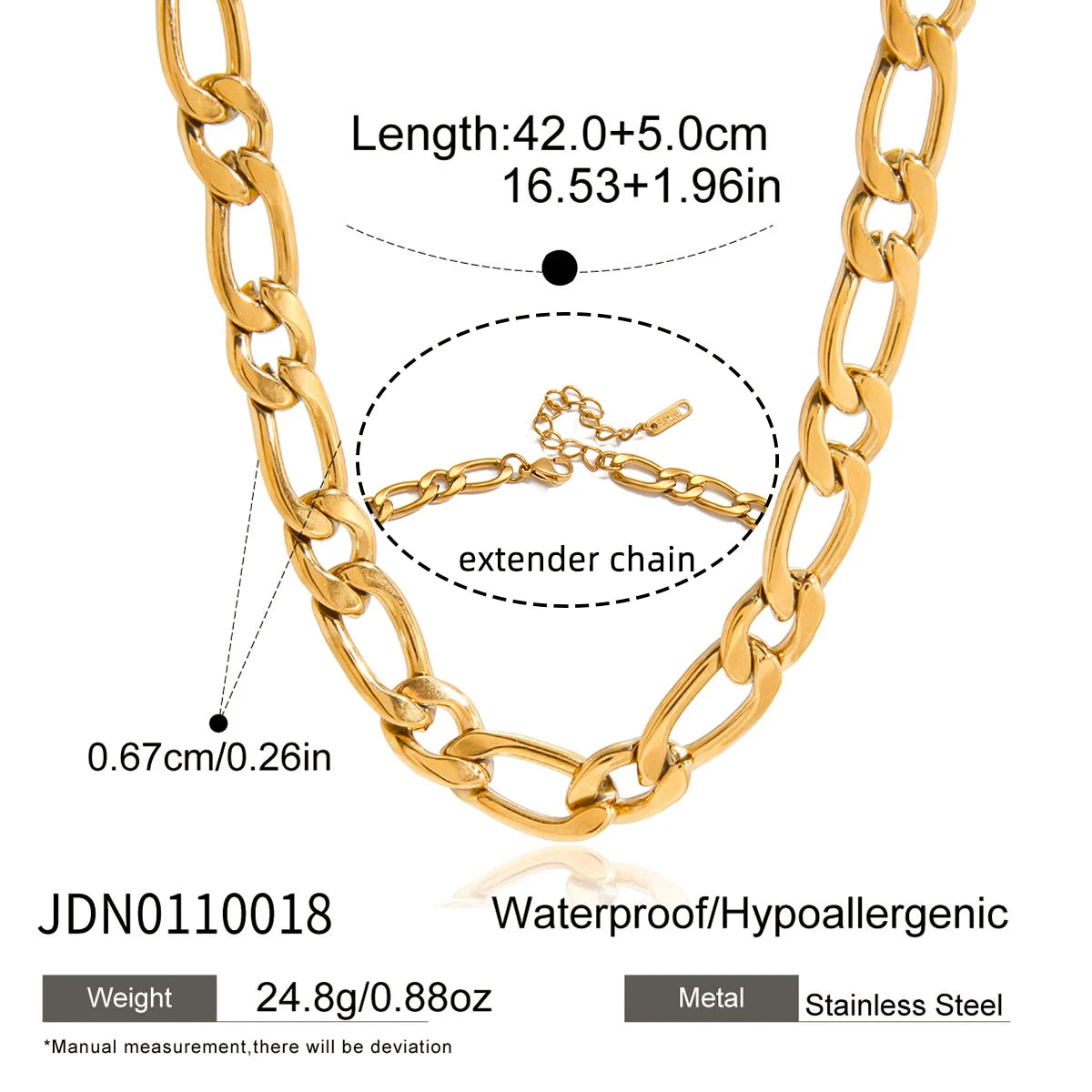 Kika Minimalist18K Plated Gold Color Square Basic Chain Necklace