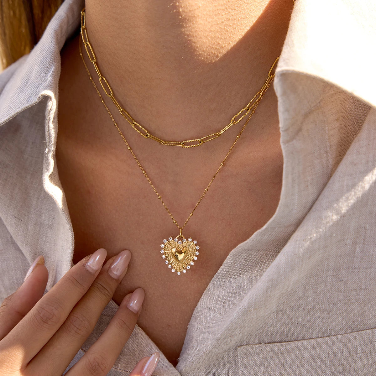 Kika Temperament Heart Pendant Chain Necklace