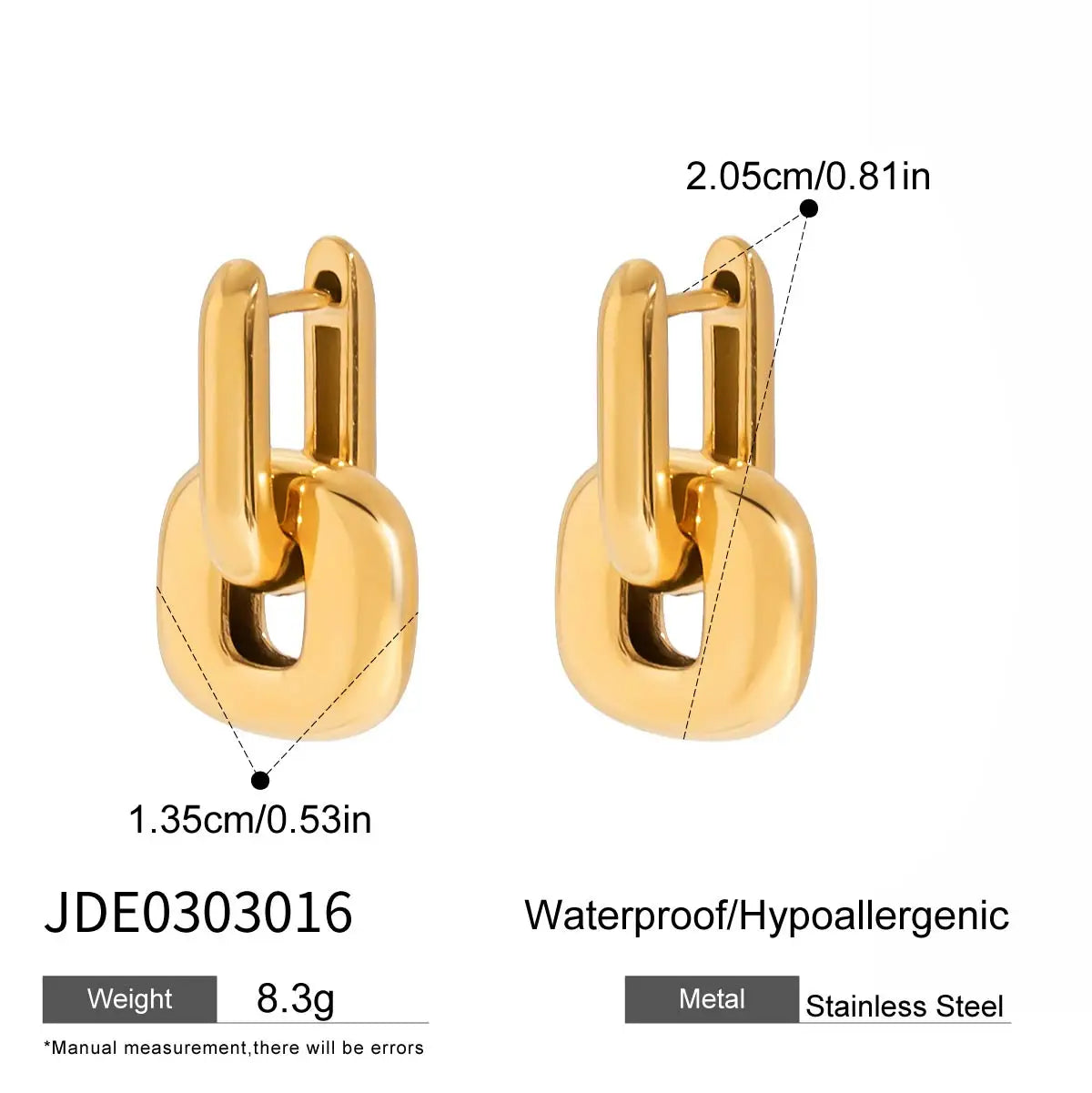 KIKA Minimalist Gold And Silver Color-Block Oval-Shaped Spliced Earrings PVD Gold Plated Stainless Steel 316L