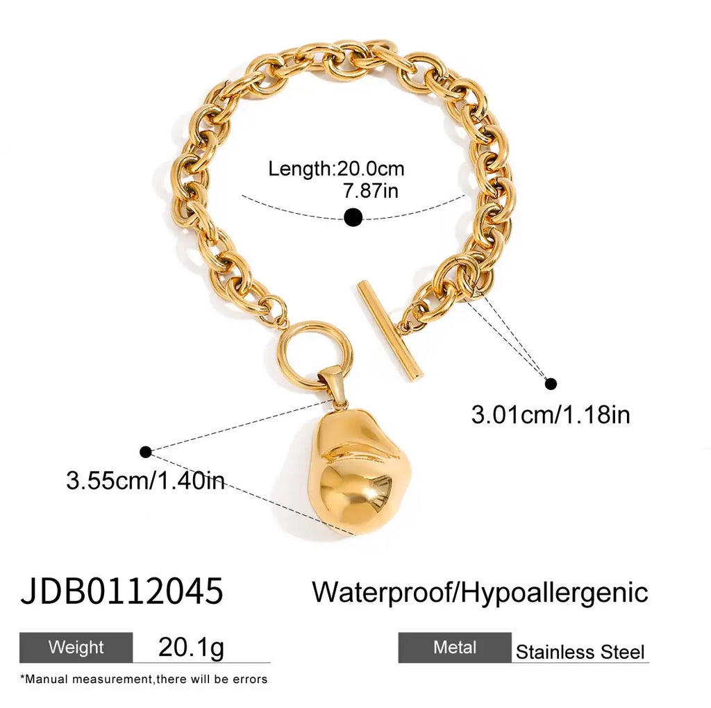 KIKA Minimalist Alien Steel Ball Pendant Bracelet Stainless Steel Cross Chain OT Buckle Bracelet Stackable Women's Jewelry