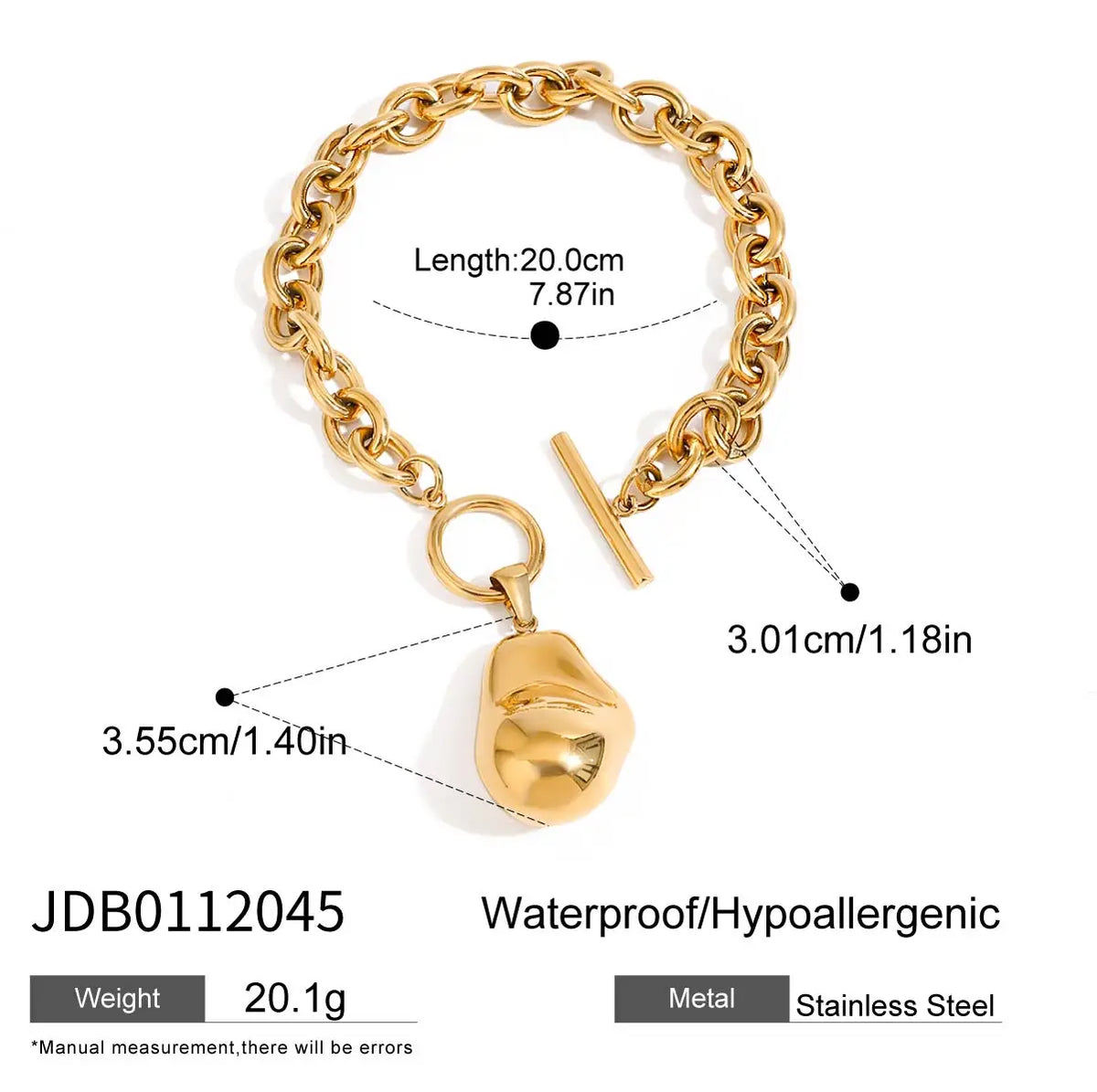 KIKA Minimalist Alien Steel Ball Pendant Bracelet Stainless Steel Cross Chain OT Buckle Bracelet Stackable Women's Jewelry