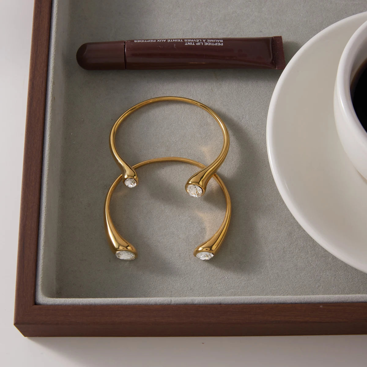 Kika Elegant Geometric Crystal Cuff Bracelet