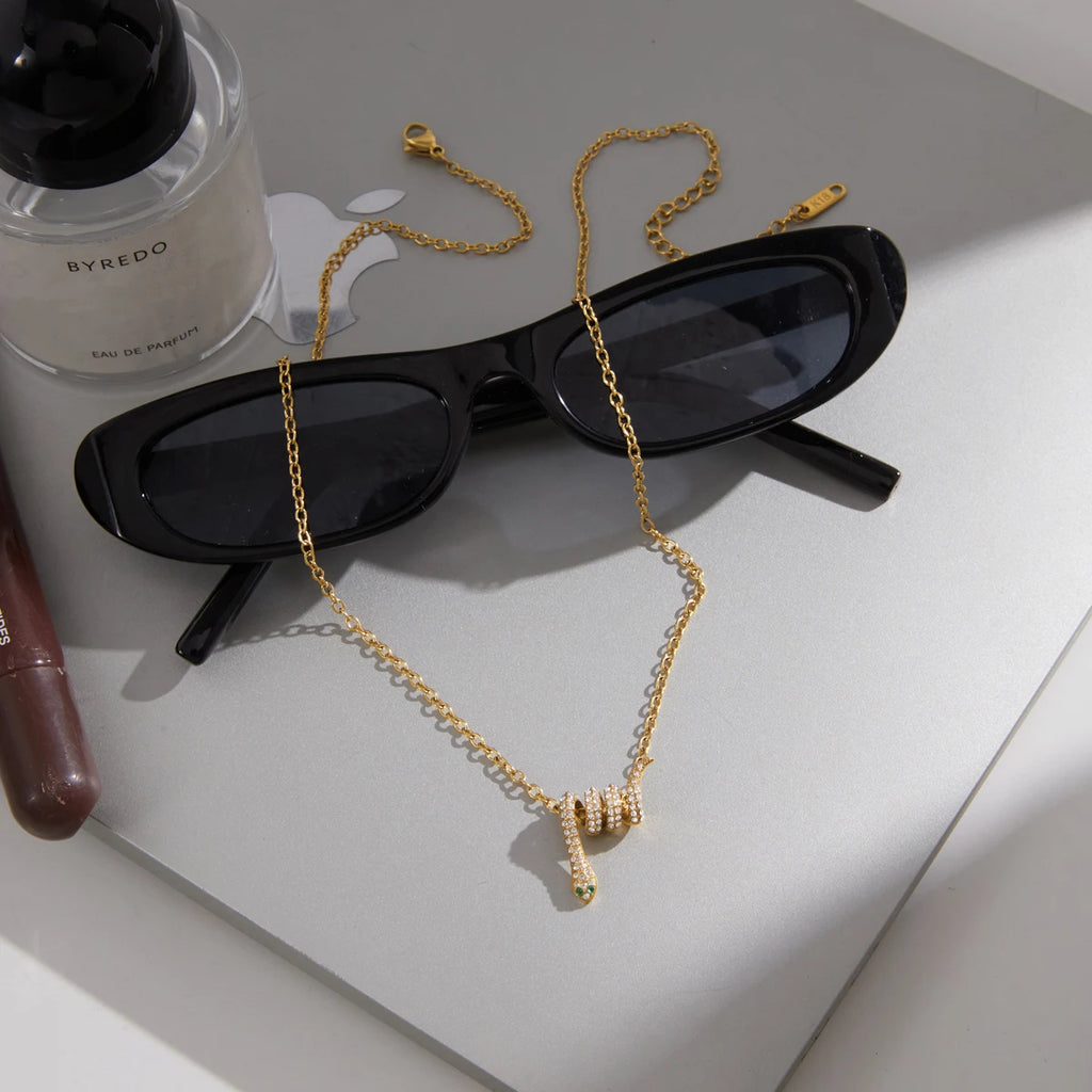 Kika Delicate Crystal Snake Pendant Necklace
