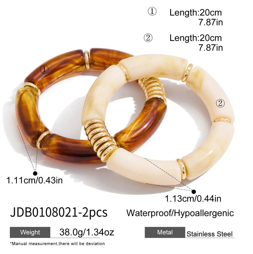Kika Vintage 2pcs Amber Resin Bracelet
