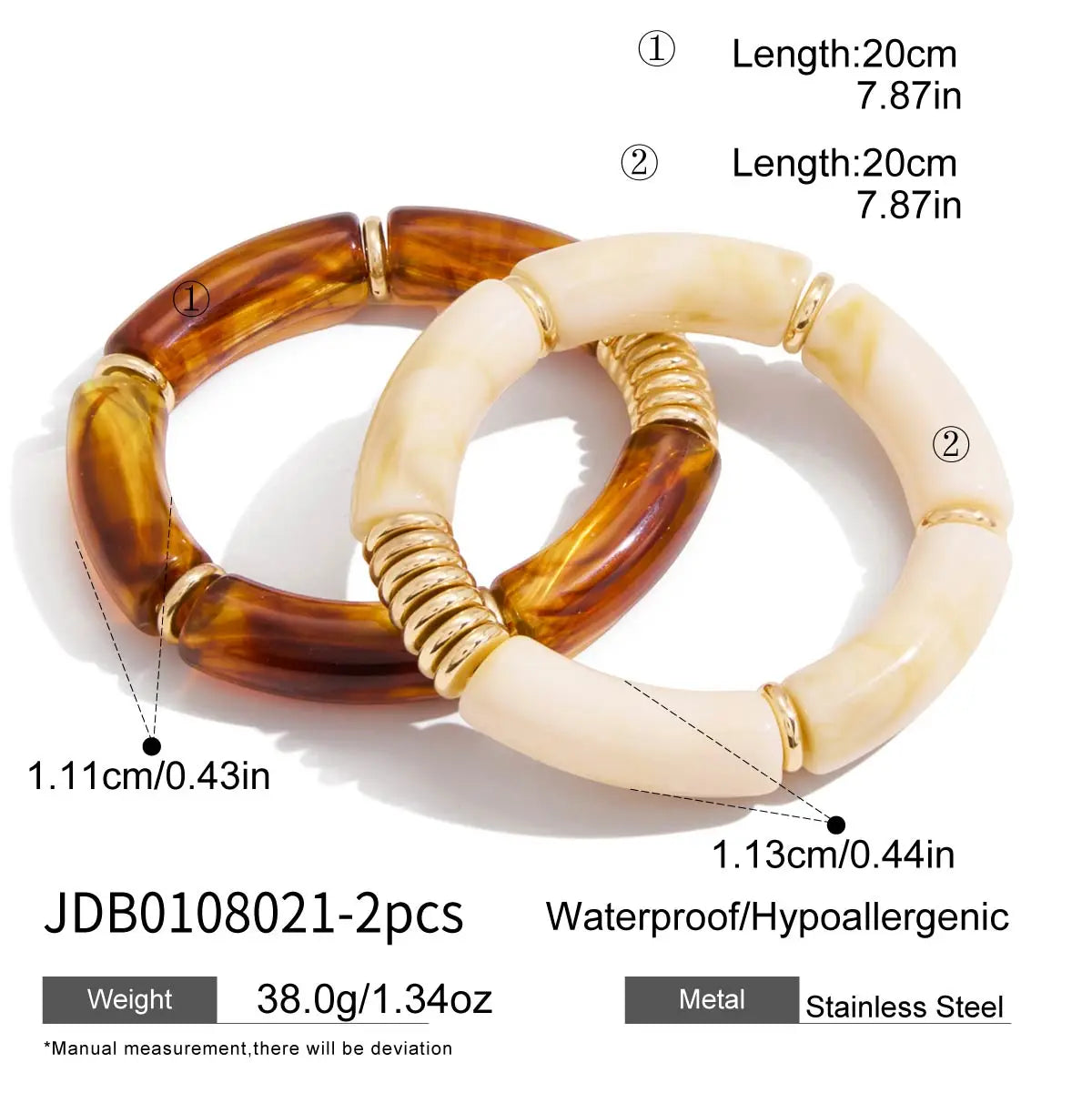 Kika Vintage 2pcs Amber Resin Bracelet