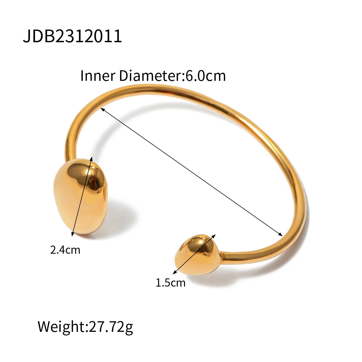 KIKA Unique Geometric Open Bracelet Stainless Steel Gold Plated Color Waterproof Jewelry for Women Valentine's Day Gift