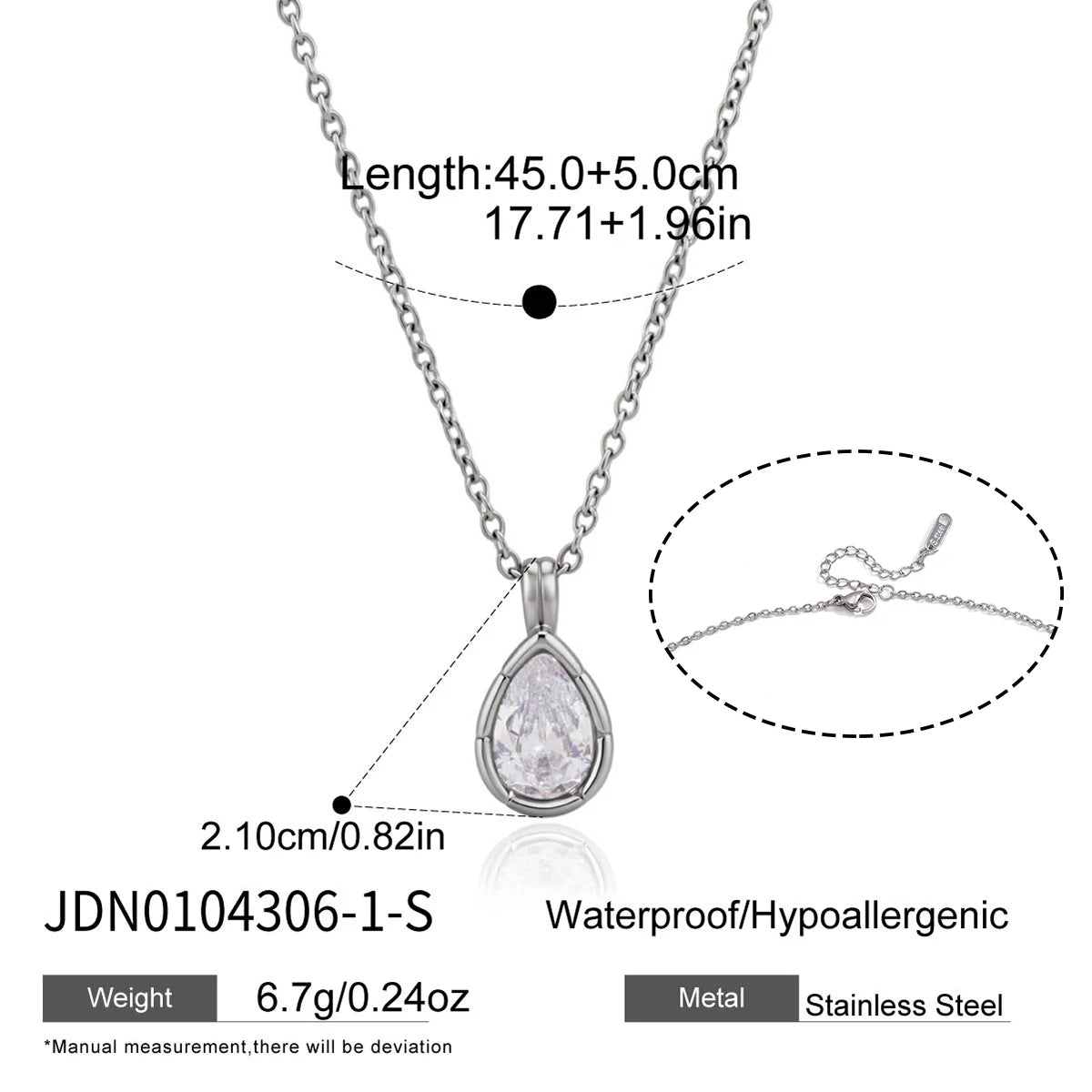 Kika Geometric Zircon Pendant Necklace For Women Minimalist 18K Gold PVD Plated Stainless Steel 316L