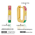 KIKA Delicate Colored Zircon U-Shaped Hoop Earrings PVD Plated Stainless Steel 316L
