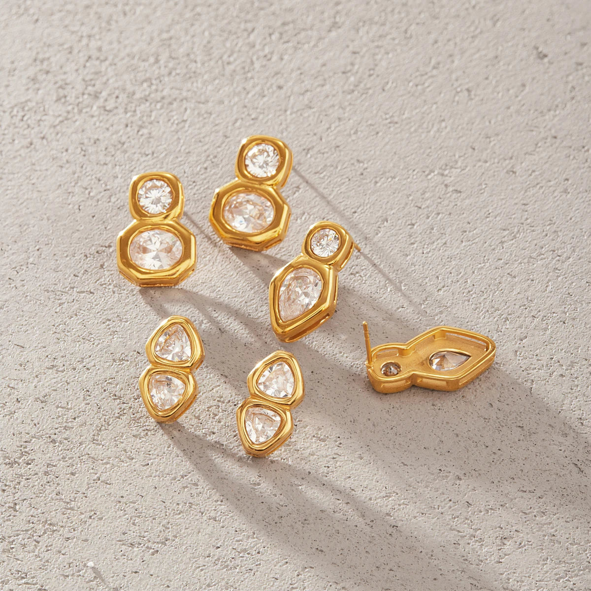KIKA Luxury Geometric Zircon Stud Earrings PVD Plated Stainless Steel316L