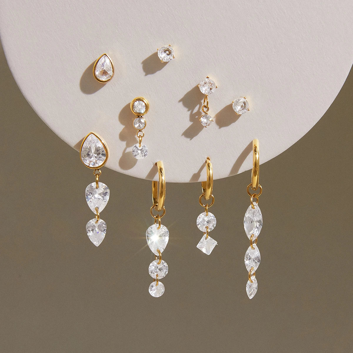 Kika 3 Pcs/Set Delicate Zircon Earrings For Women Minimalist 18K Gold PVD Plated Stainless Steel 316L