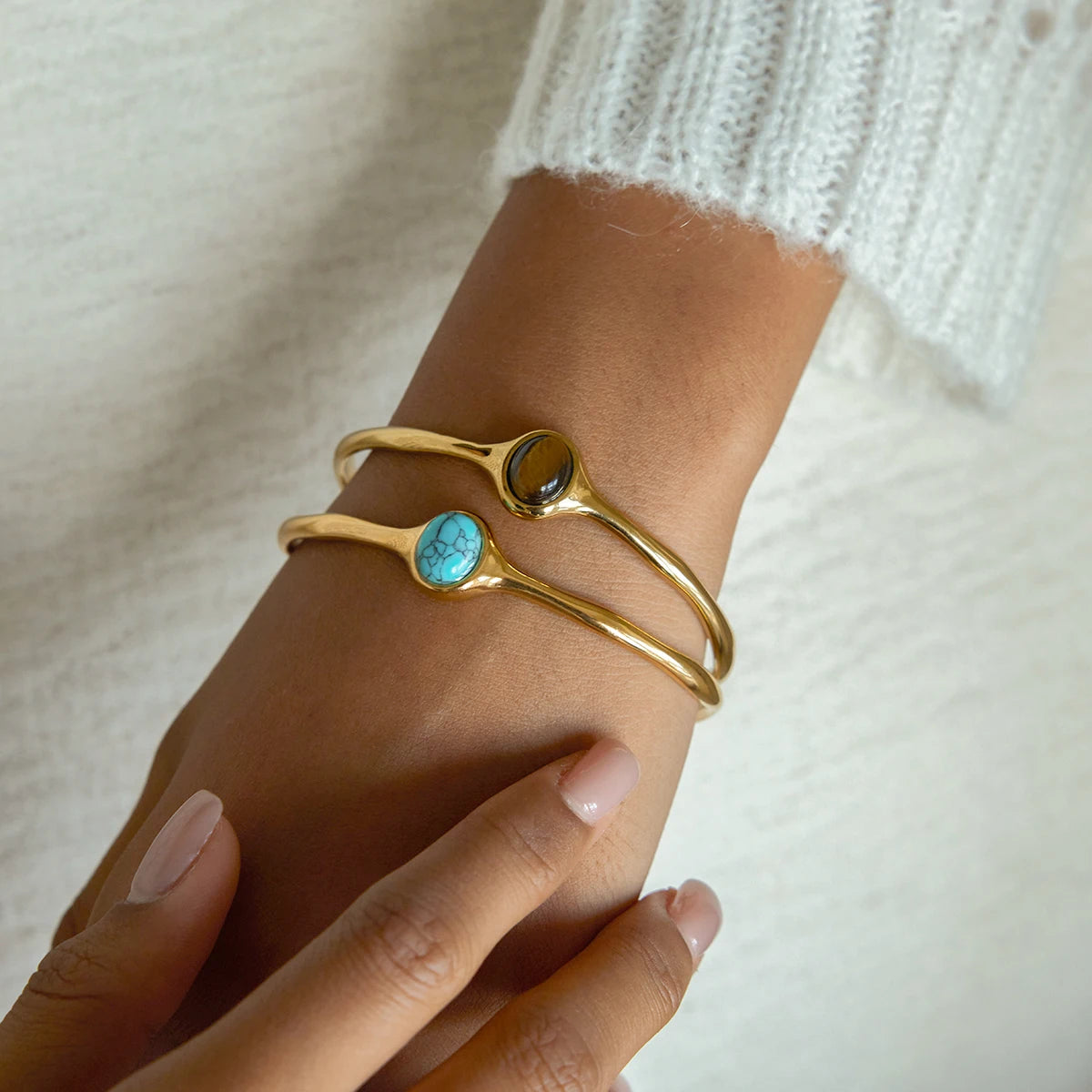 Vintage Oval Tiger Eye Cuff Bangle