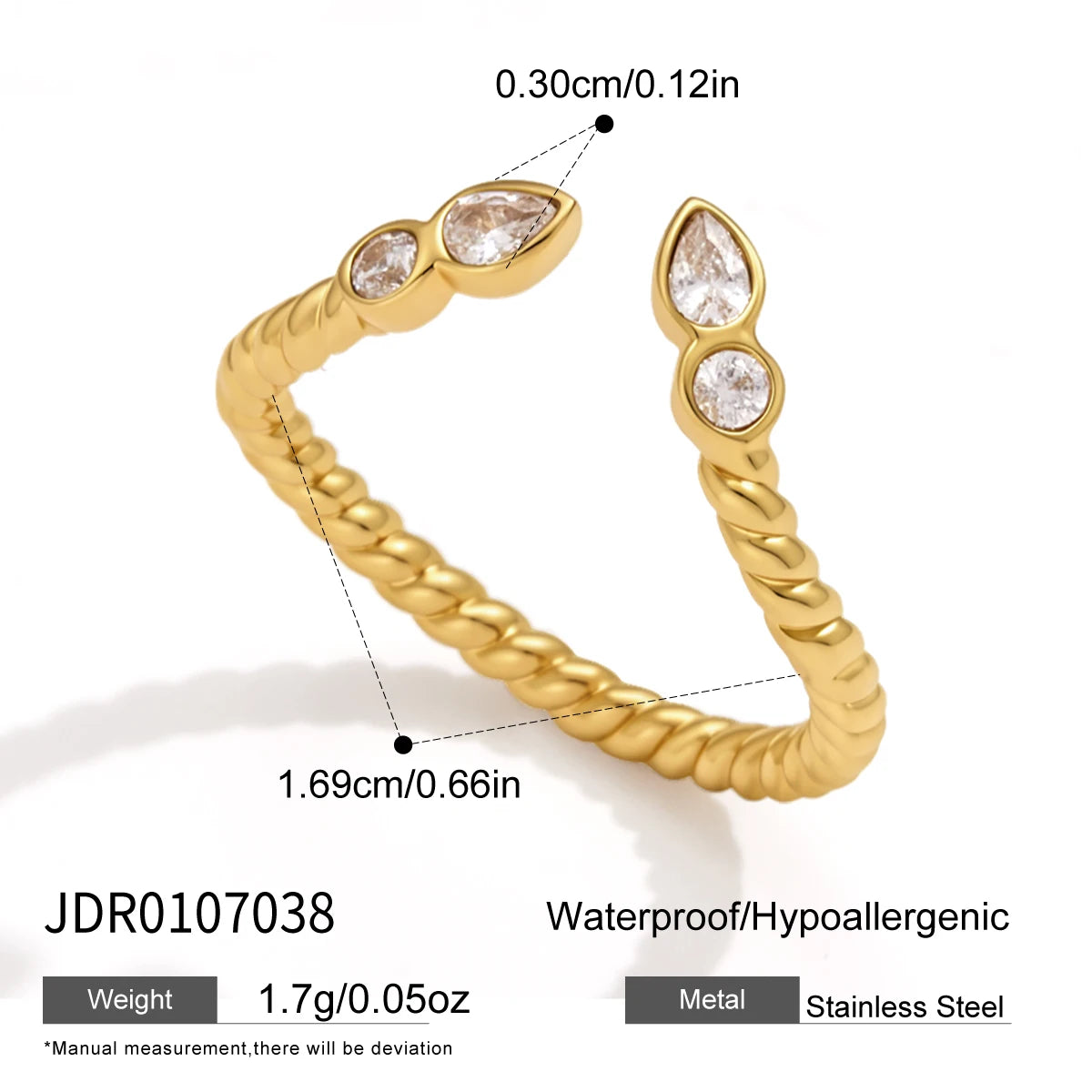 KIKA Delicate Geometric Zircon Stackable Rings For Women Minimalist 18K Gold Plated Stainless Steel 316L