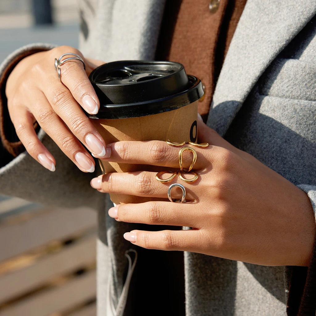 Kika Irregular Line Design With Adjustable Opening Ring