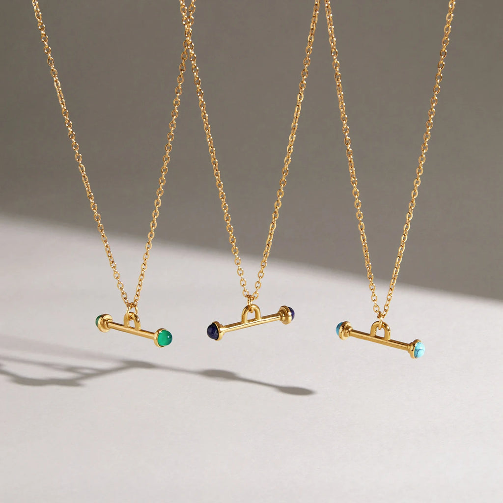 KIKA Natural Stone T Bar Pendant Necklace For Women Minimalist 18K Gold PVD Plated Stainless Steel Necklace Fashion Jewelry