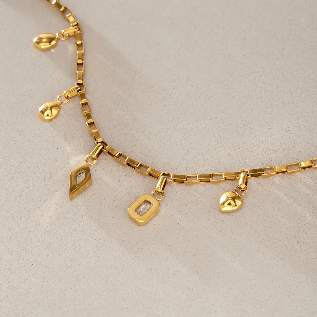 Kika Geometric Zircon Charms Bracelet 18K Gold PVD Plated Stainless Steel Bracelet 316L