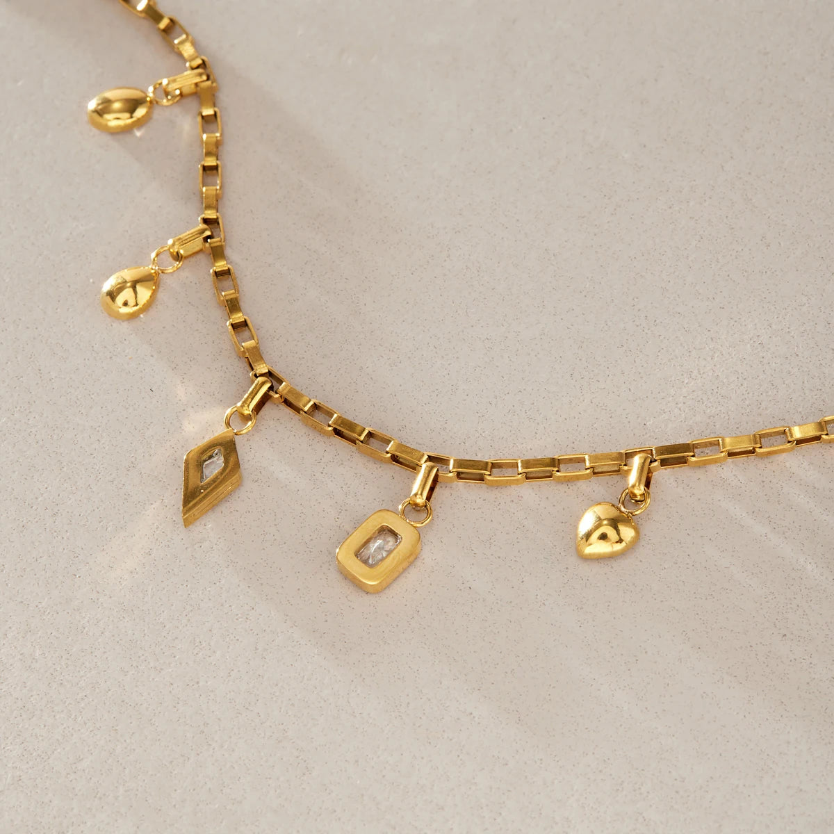 Kika Geometric Zircon Charms Bracelet 18K Gold PVD Plated Stainless Steel Bracelet 316L