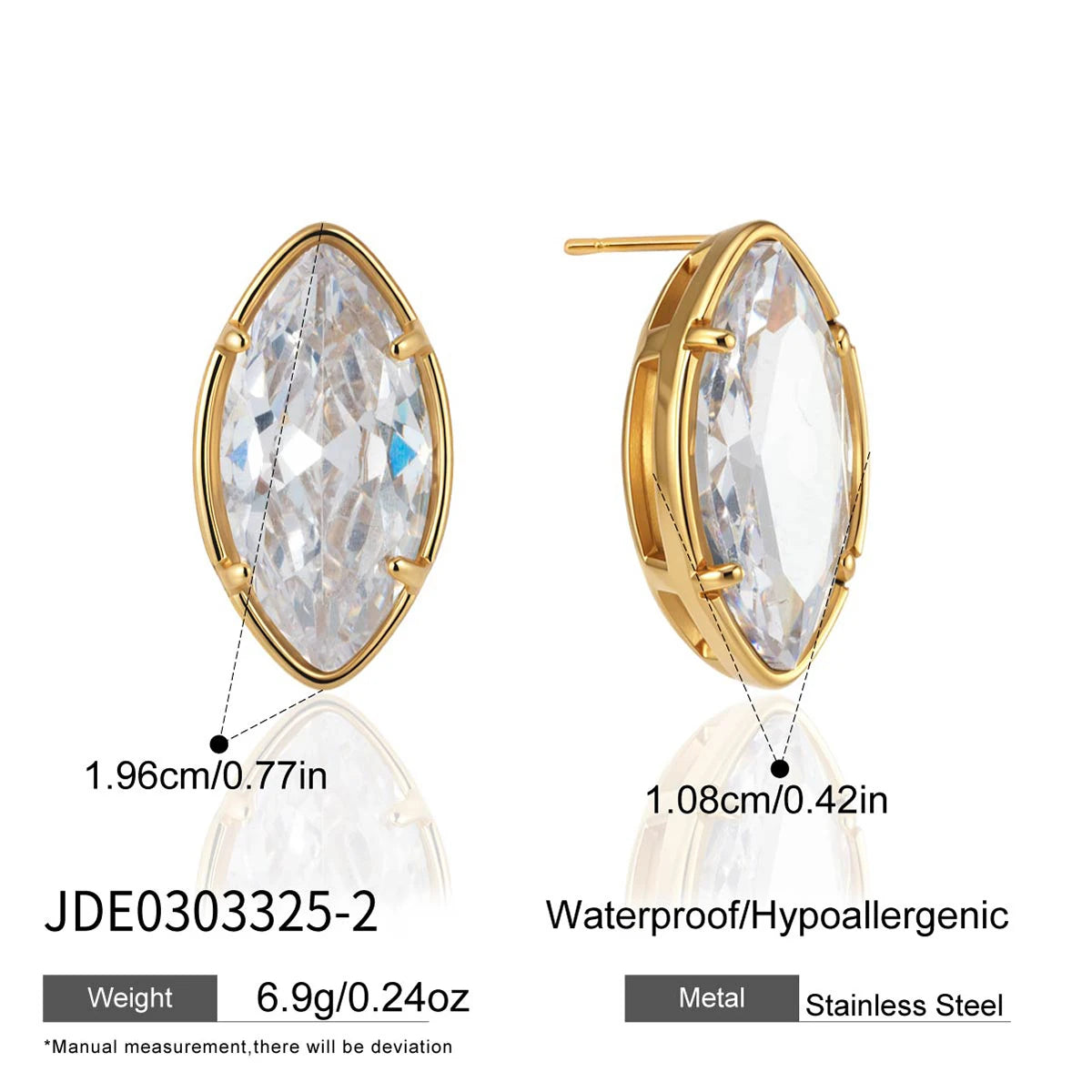 KIKA Classic Heart Geometric Zircon Stud Earrings For Women  PVD Plated Stainless Steel 316L Earrings
