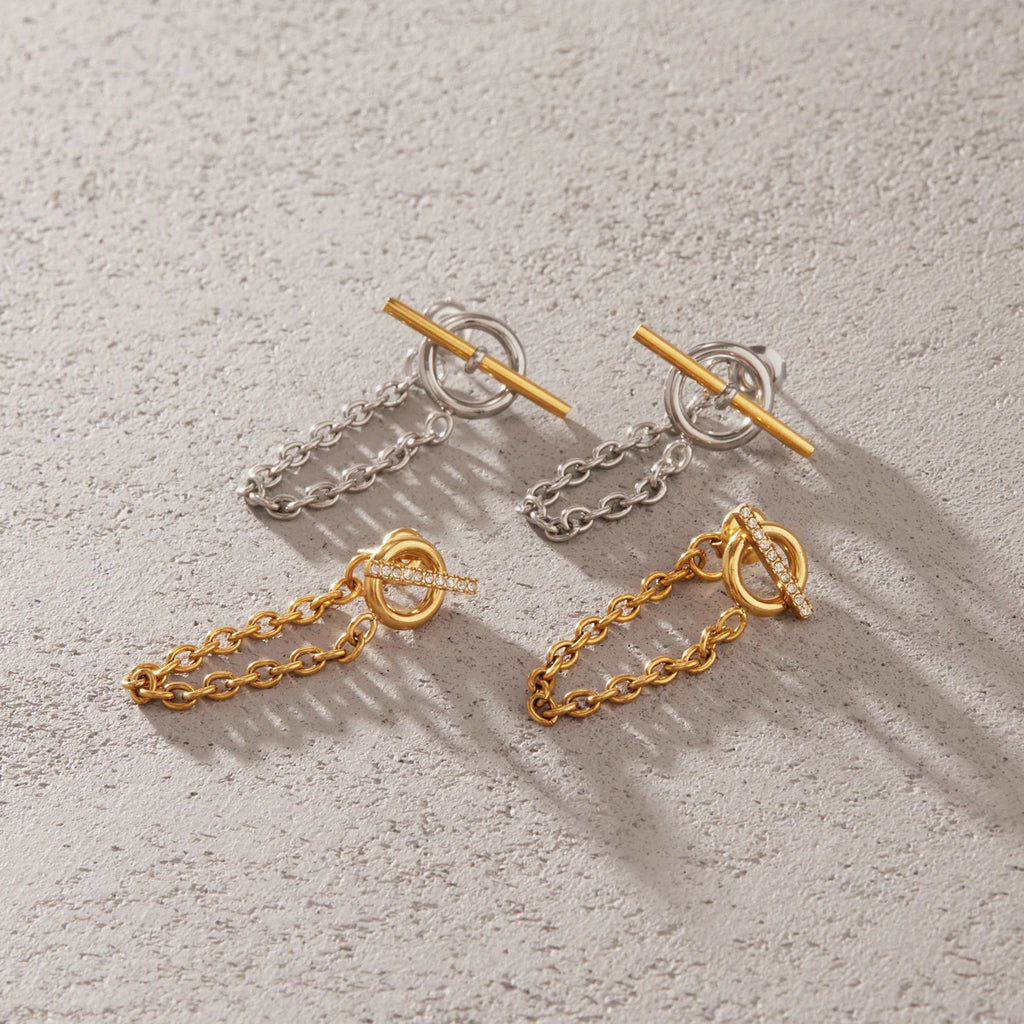 Kika Classic Chains Tassel Earrings 18K Gold PVD Plated Stainless Steel 316L