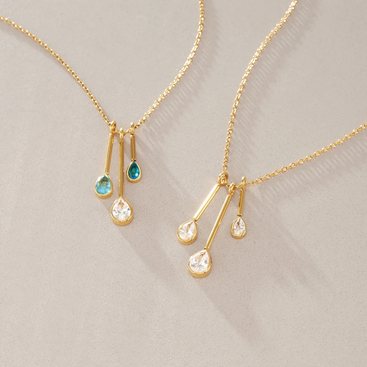KIKA Water Drop Zircon Pendant Necklace PVD Plated Stainless Steel 316L