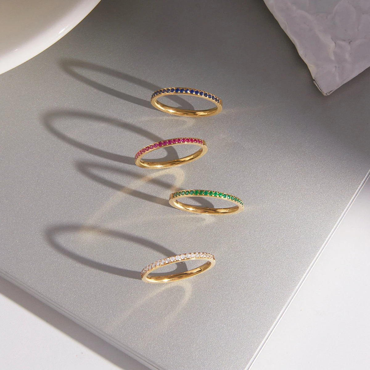 KIKA Delicate Zircon Thin Rings Gold PVD Plated Stainless Steel 316L