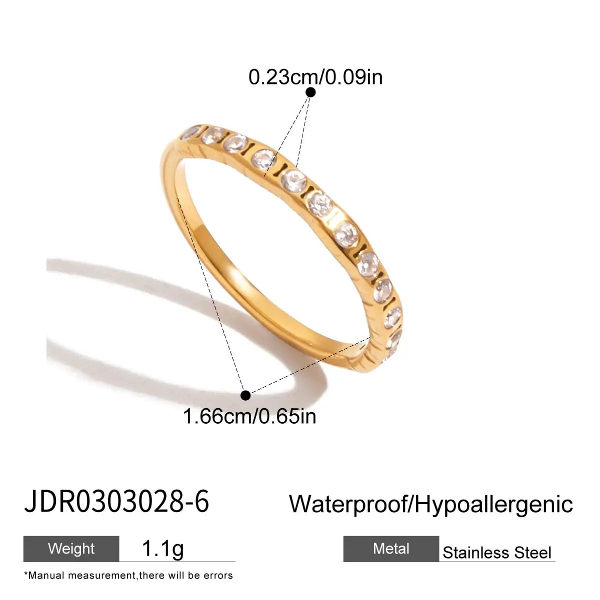 KIKA Minimalist 18K Gold Color PVD Plated Stainless Steel 316L Geometric Zircon Flower Ring Stackable Texture Ring