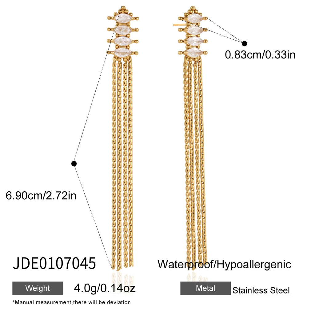 KIKA Geometric Zircon Earrings PVDt 18K Gold Plated Stainless Steel 316L