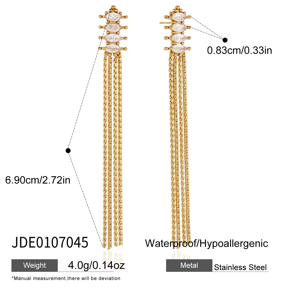 KIKA Geometric Zircon Earrings PVDt 18K Gold Plated Stainless Steel 316L