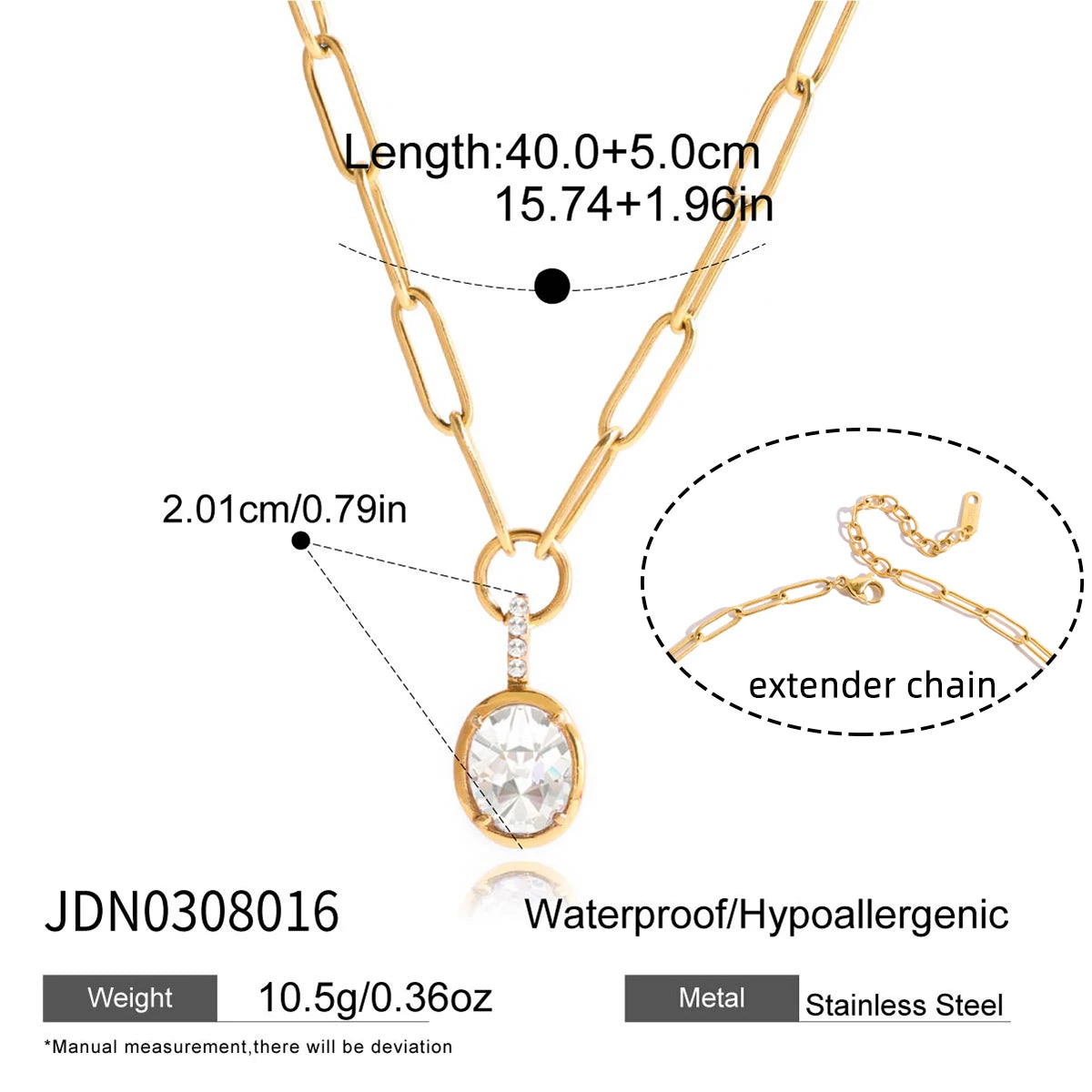 Kika Minimalist White Zircon Geometric Pendant O-Chain Necklace