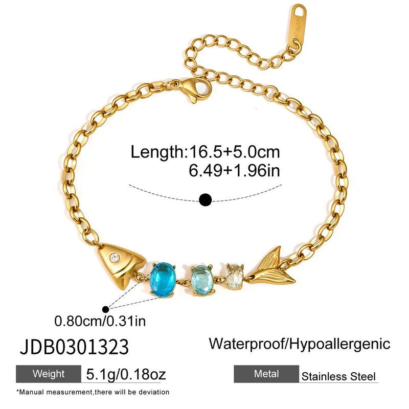 Kika Shiny Blue Gradient Fish Egg Shaped Zircon Bracelet
