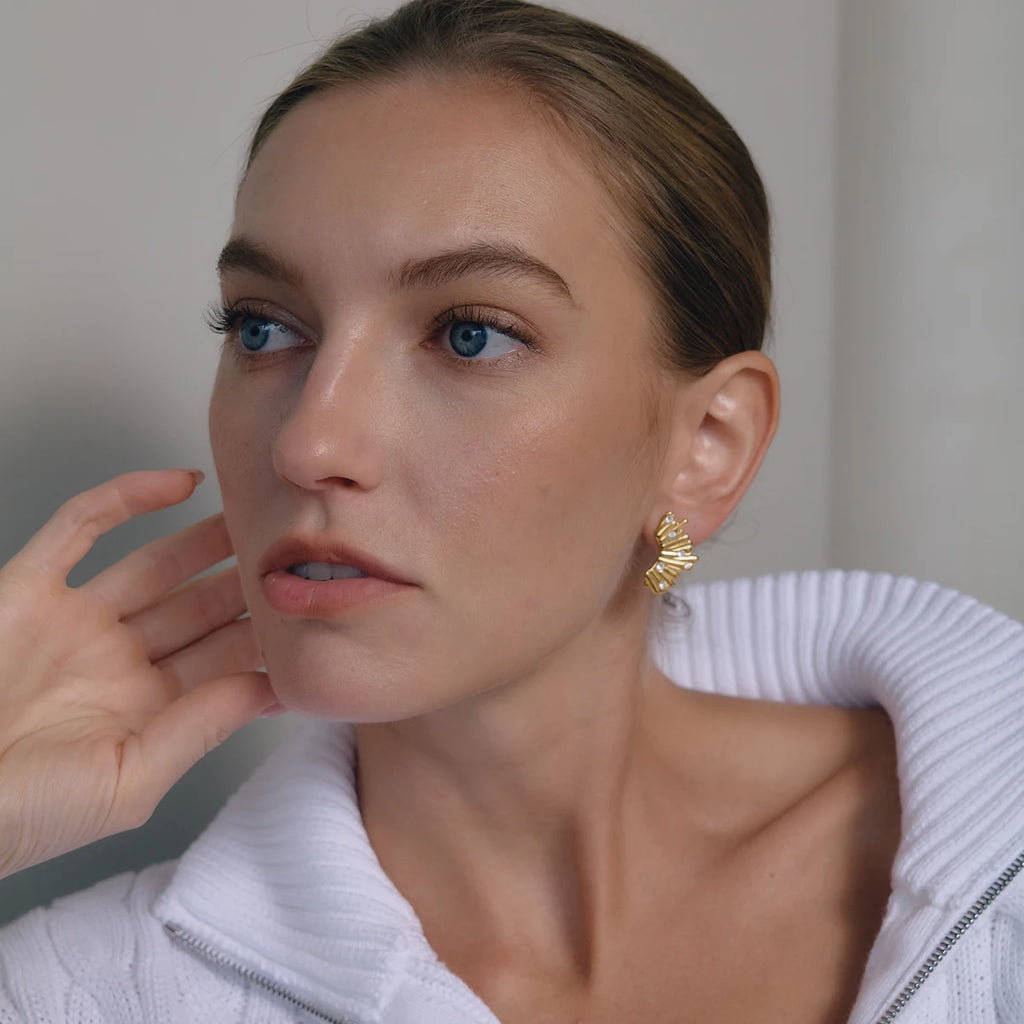 KIKA Classic Zircon Geometric Stud Earrings For Women Minimalist 18K Gold PVD Plated Stainless Steel Earrings Fashion Jewelry
