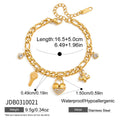 Kika White Rhinestone Star Heart-Shaped Hollow Lock Moon Pendant Bracelet