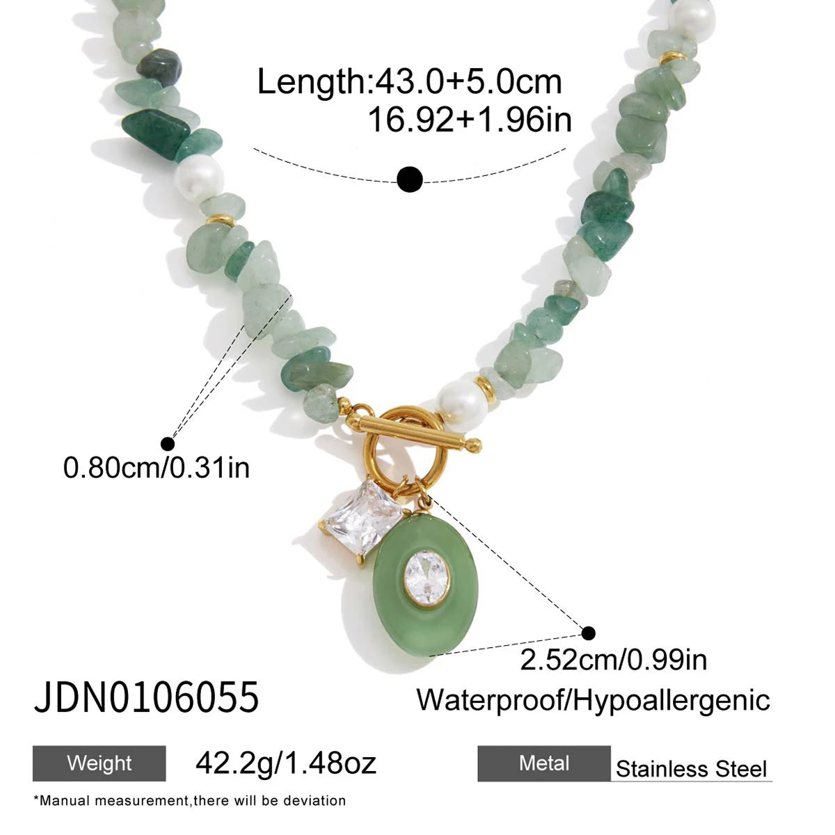 Kika Geometric Resin Zircon Pendant Necklace For Women Elegant Natural Stainless Steel