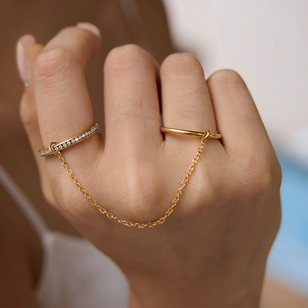 KIKA Delicate Zircon Stackable Rings PVD  Plated Stainless Steel 316L