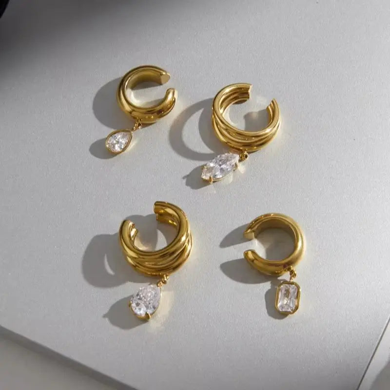 Kika 1 PC Geometric Zircon Pendant Non-piercing Ear Clip