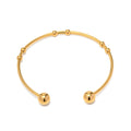 kika Fashion Jewelry 18K Gold Plated Ball Bracelets Stainless Steel Round Bead Ball Cuff Bangle