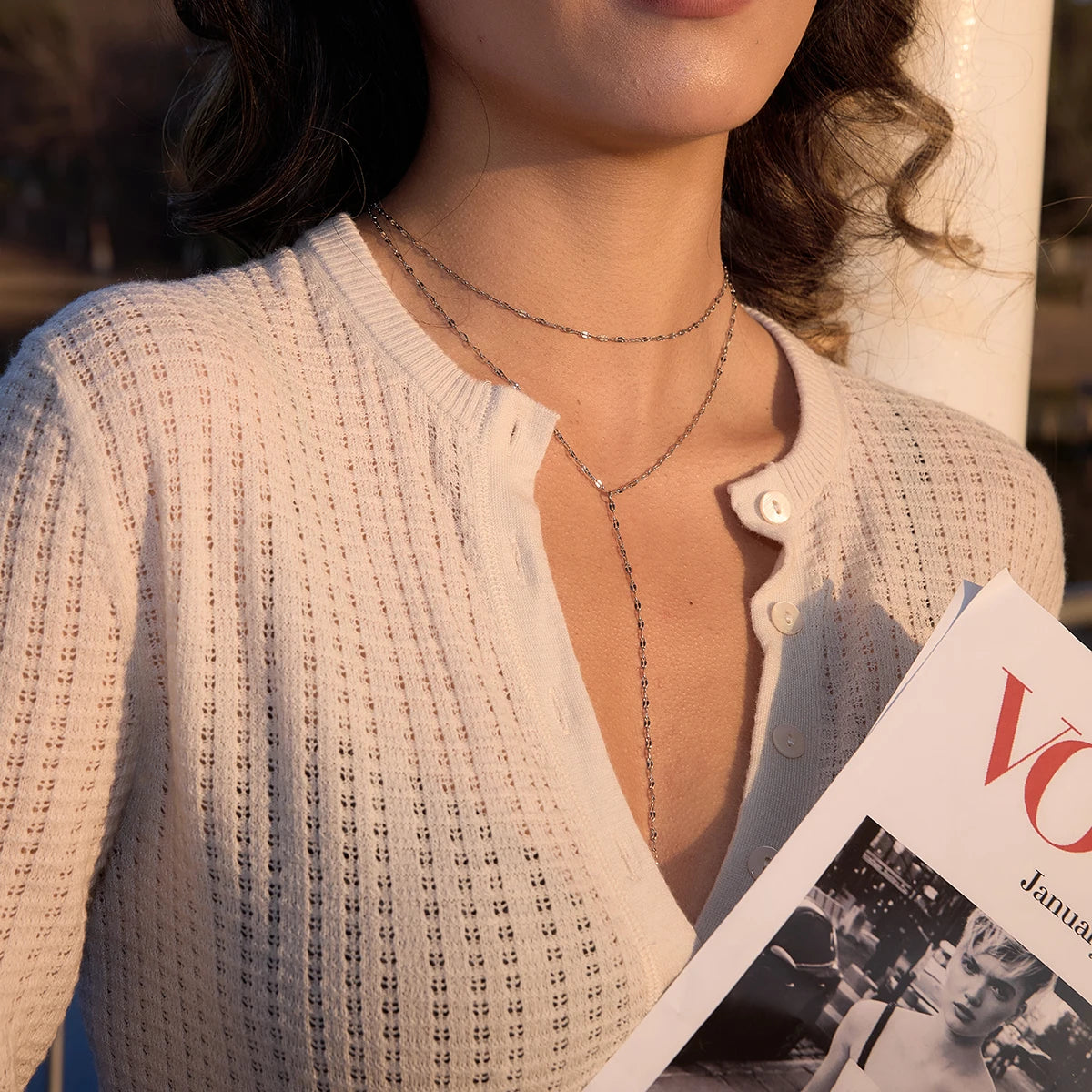 Kika Double-Layer Y-Shaped Chain Necklace