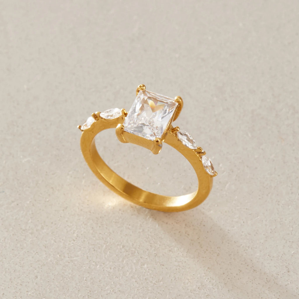 KIKA Classic Geometric Zircon Rings For Women Minimalist 18K Gold PVD Plated Stainless Steel Rings Party Fashion Jewelry Gift