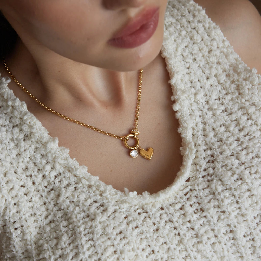KIKA Detachable Heart Cross Pendant Necklace For Women Minimalist 18K Gold PVD Plated Stainless Steel Necklace Fashion Jewelry