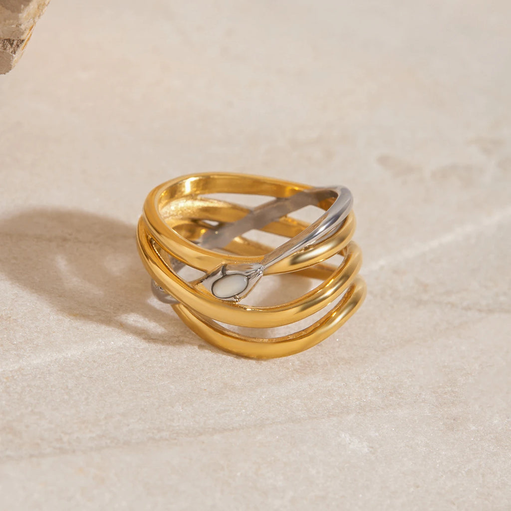 KIKA Minimalist Two Tone Serpentine Ring Stainless Steel 316Le