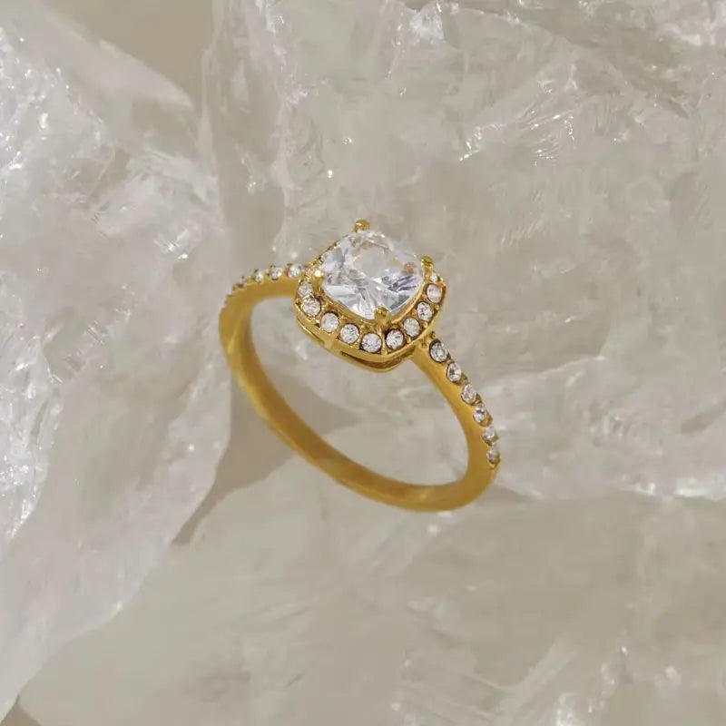 KIKA Square Zircon Ring PVD Plated Stainless Steel 316L