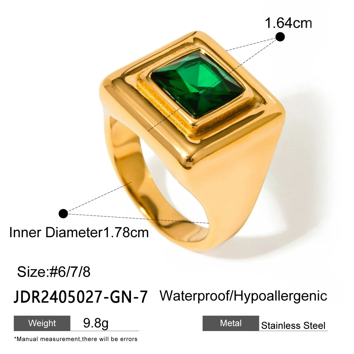 Kika Retro Green Zircon Ring