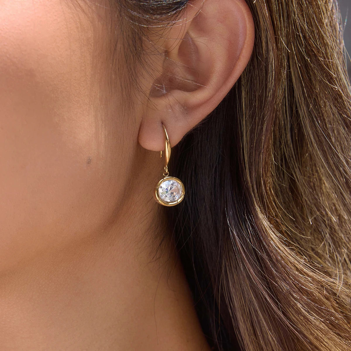 KIKA Classic Geometric Zircon Drop Earrings PVD Plated Stainless Steel 316L