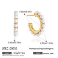 KIKA Elegant Zircon Imitation Pearl Earrings For Women 18K Gold Plated Stainless Steel C Shape Stud Earrings Fashion Jewelry