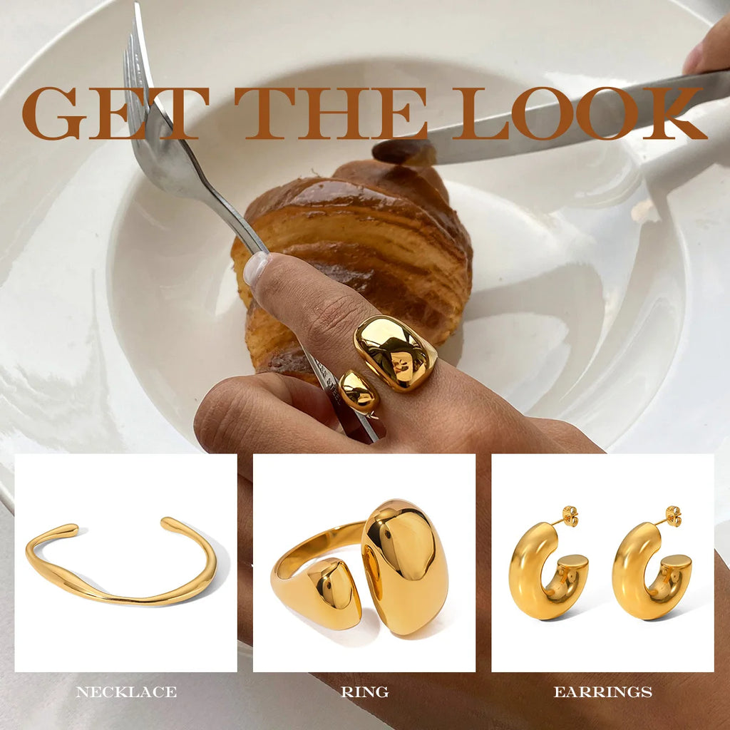 KIKA Classic Round Rings PVD Gold Plated Stainless Steel 316L