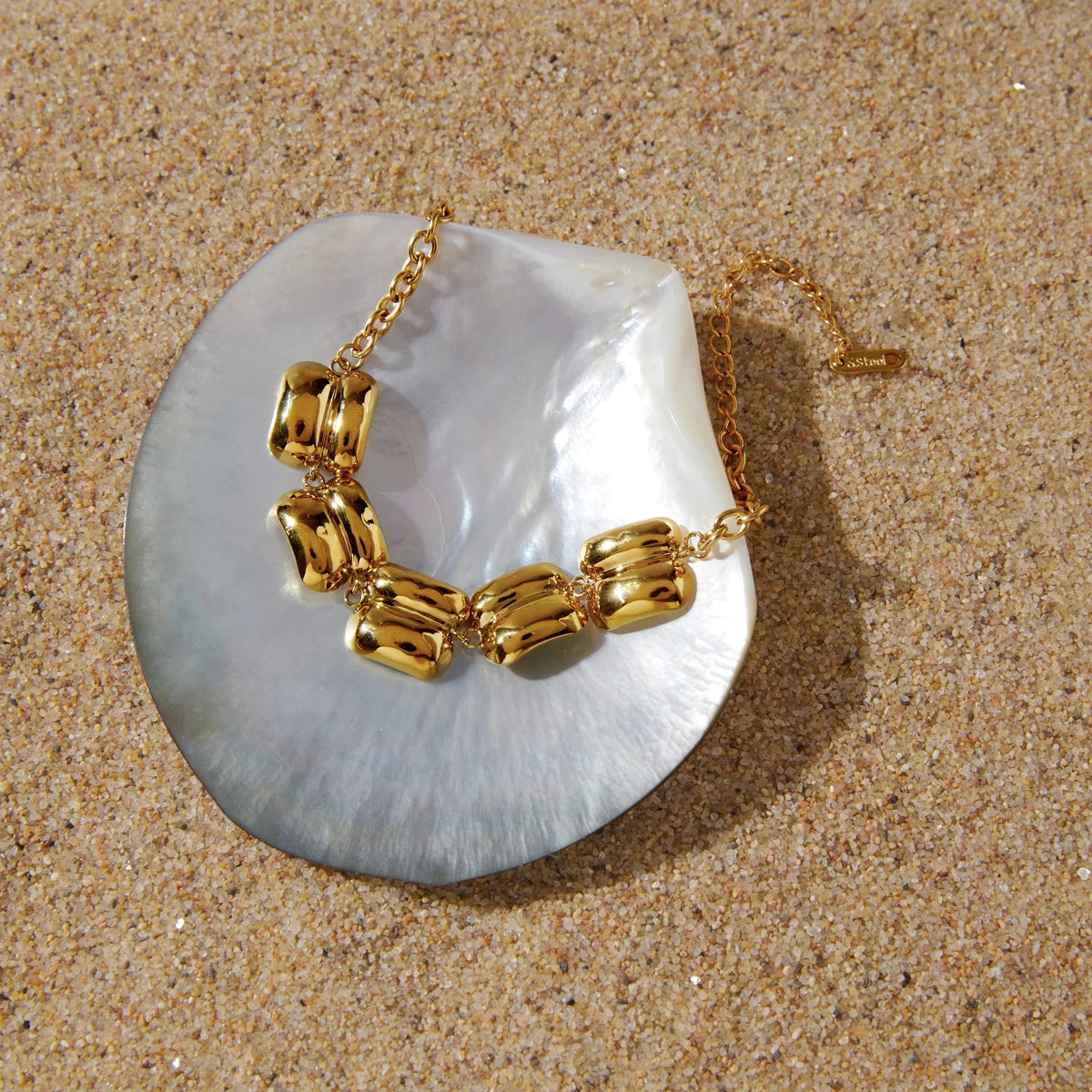 Kika Delicate Gold Color Double Layered Wide Face Bracelet