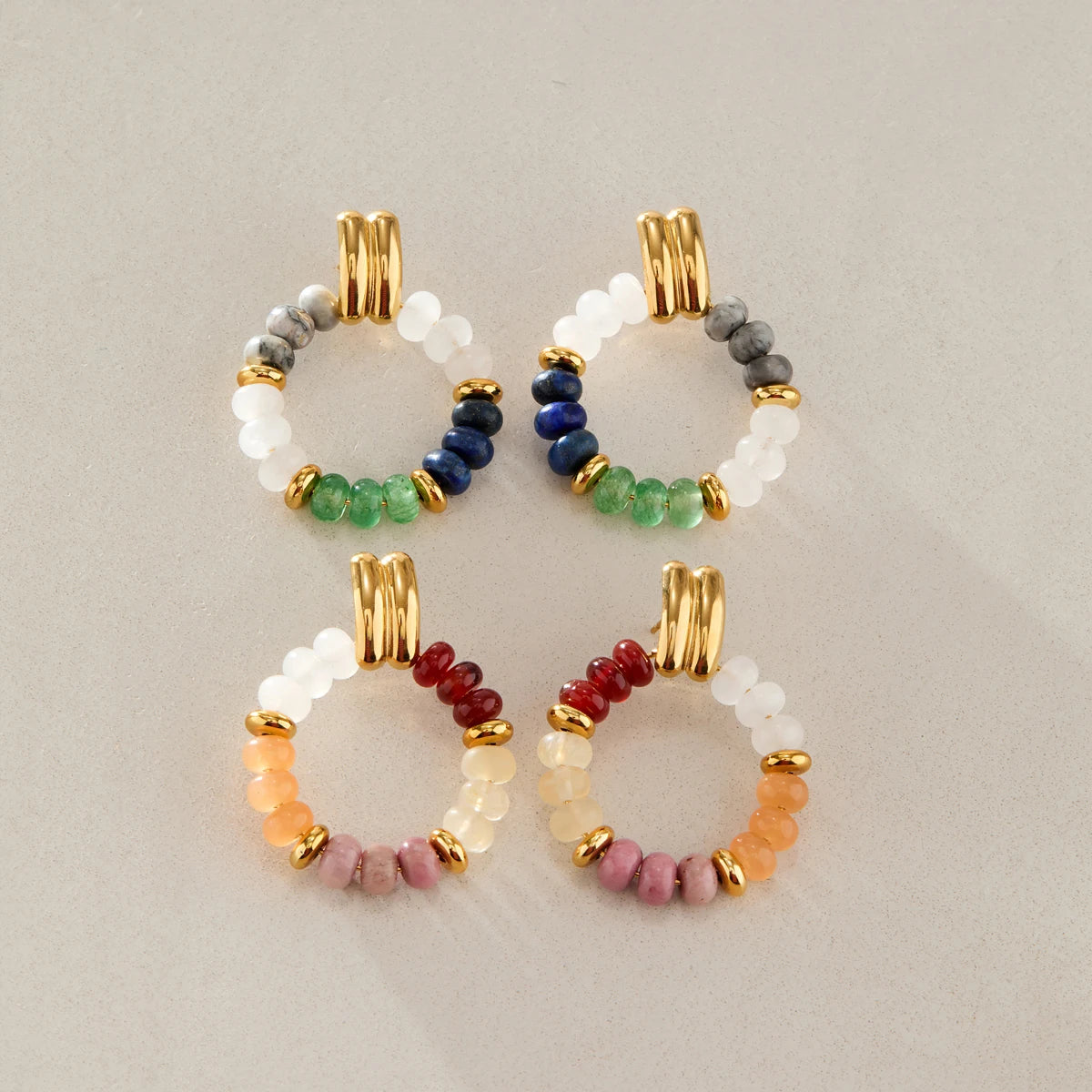 KIKA Elegant Mixed Natural Stone Earrings For Women Delicate 18K Gold PVD Plated Stainless Steel Earrings Fashion Jewelry Gift
